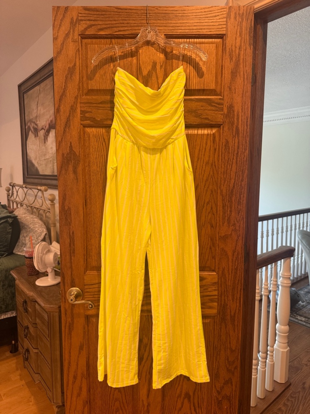 Heart & Hips Bright Yellow Strapless Wide-Leg Jumpsuit